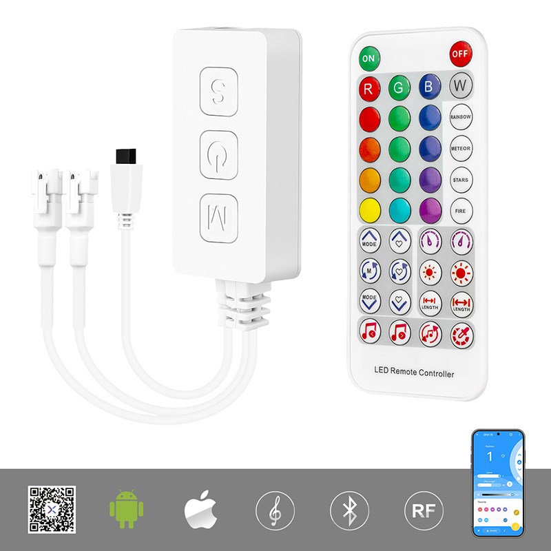 LED全彩RGBW幻彩灯带SP617E手机蓝牙APP多模式控制遥控音乐控制器