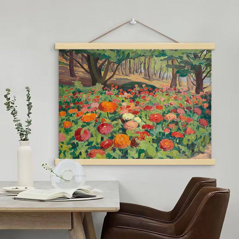 布兰奇名画印象派小众清新风景装饰画客厅餐厅卧室床头免打孔挂轴