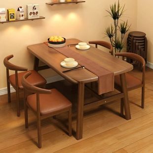 餐桌家用户型长方形出租房用吃饭桌现代简约轻奢餐饮商用桌椅套装
