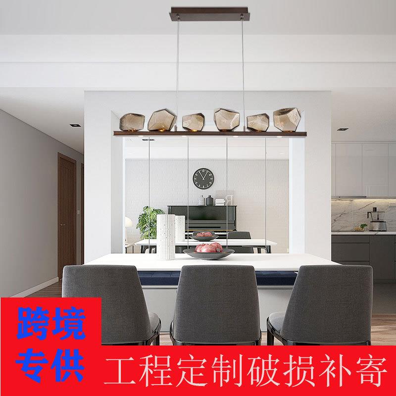 美式简约冰块玻璃长条餐厅吊灯简欧吧台前台岛台设计师样板间吊灯