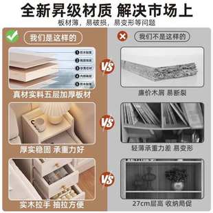床头柜家用卧室极窄床边夹缝置物架20CM宽迷你窄柜子床头侧边矮柜