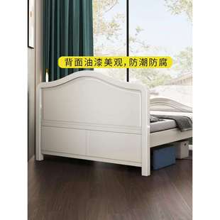 1.5米双人1米8高脚床1.2m单人床加高白色主卧大Z&纯实木全实木床