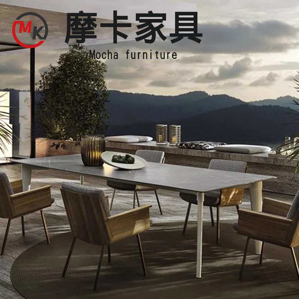 北欧户外柚木沙发餐桌椅客厅酒店别墅庭院室外阳台休闲实木沙发椅