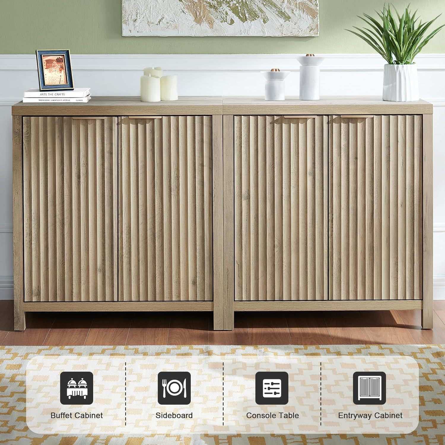 现代风格橱柜多功能控制台柜带客厅收纳柜凹槽储物柜木制柜子