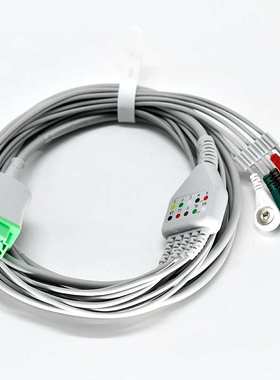 GE马奎Dash4000 3000 11针一体式心电导联线扣式五导