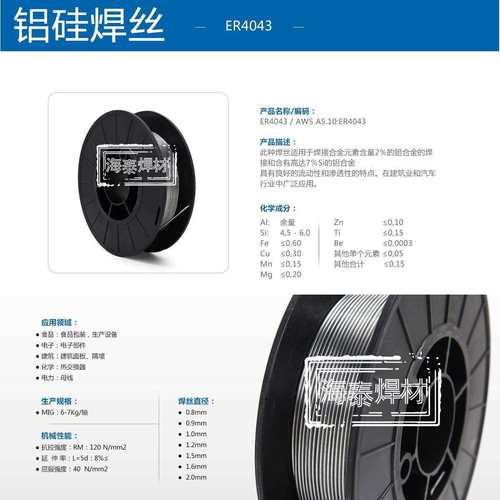 上海斯米克S311铝硅焊丝ER4043铝硅合金焊丝MIG1.01.21.6mm