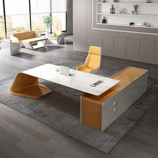烤漆办公桌老板桌简约现代大班台总裁桌女经理办公桌主管桌椅组合