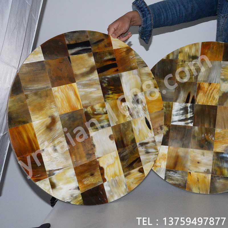 厂家供应圆形牛角桌面马赛克 牛角马赛克工艺品 黄牛角密拼马赛克