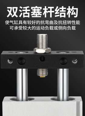 STMB双轴双杆双出往复滑台气缸可调行程气动10/16/2025-25/50/100