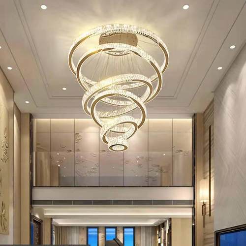 2022年新款现代简约轻奢水晶客厅餐厅卧室酒店别墅复式楼梯大吊灯