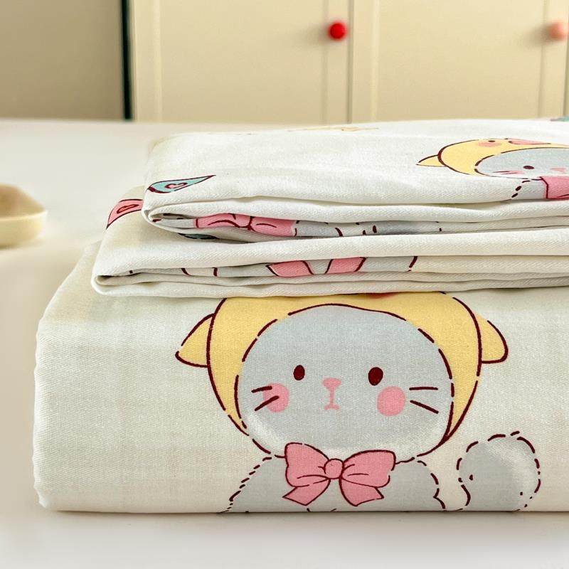 2025新款全棉喷气床单单件100纯棉儿童单人床宿舍学生被单三件套3