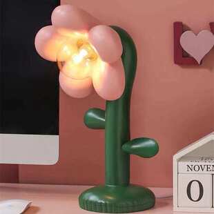 桃汽少女花朵台灯客厅卧室床头柜摆件电视柜房间家居好物软装饰品