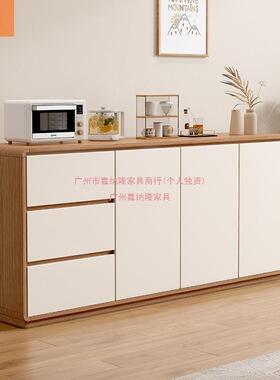 全实木餐边柜家用多层储物斗柜新款客厅简约现代灰色茶水柜储物柜