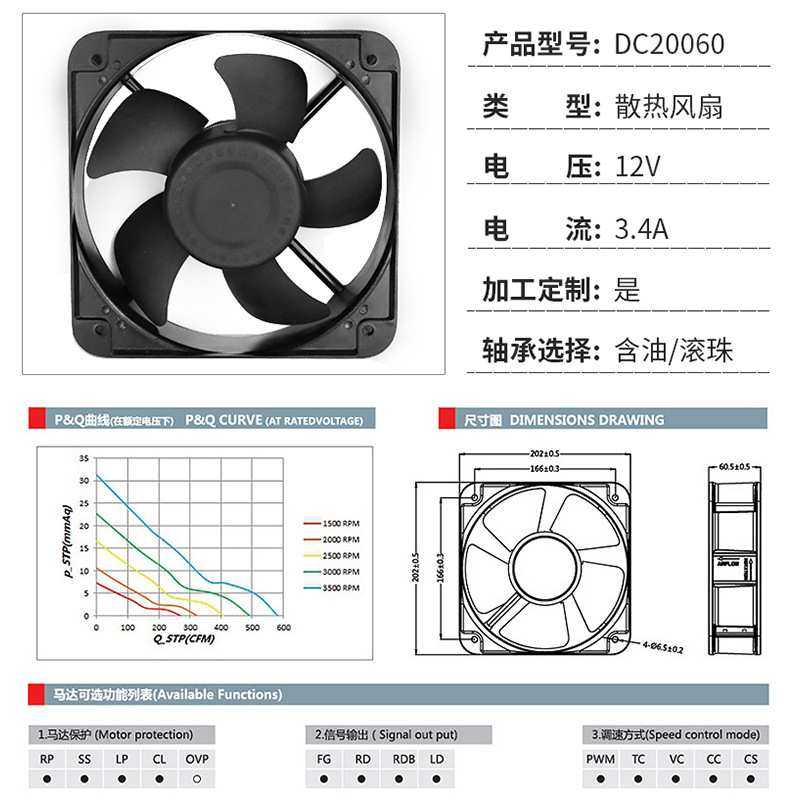 20060直流散热风扇DC5V12V24V充电桩吸尘器电气控制柜配电箱风机