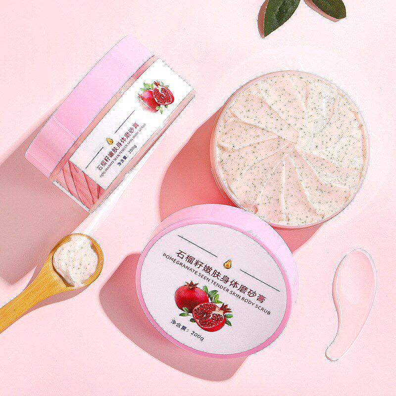 石榴籽身体磨砂膏温和去角v质鸡皮保湿全身深层清洁沐浴露现货