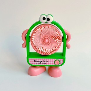 大眼怪兽桌面风扇女生夏天usb充电台式 扇大风力静音小型搞怪风扇