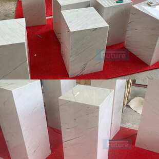 天然大理石南斯拉夫白方柱盒子底座现代简约轻奢咖啡桌客厅茶几