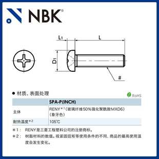 十字槽盘头小螺钉RENY制英制螺纹 NBK INCH 高强度 SPA