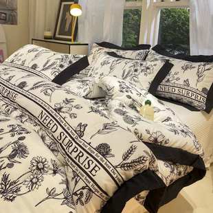 黑花边磨毛水洗棉家用印花4斤6斤8斤10斤双人单人冬被 新款