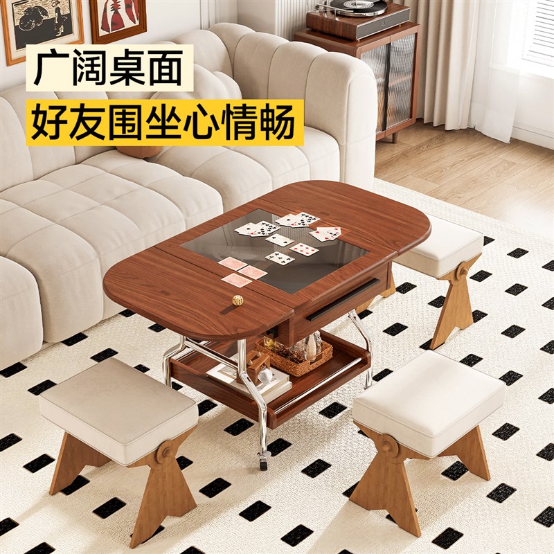 三梦边几可移动茶几中古折叠茶几复古推车沙发边柜小户型桌子新款