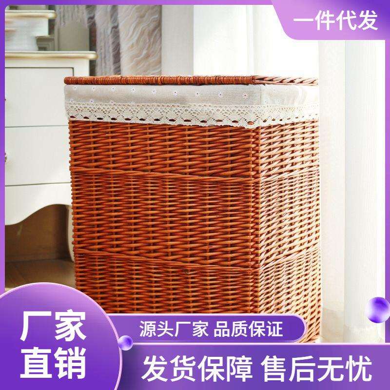 厂家直销北收纳筐 柳编带布里内衬酒店家居杂物整理大号脏衣篮