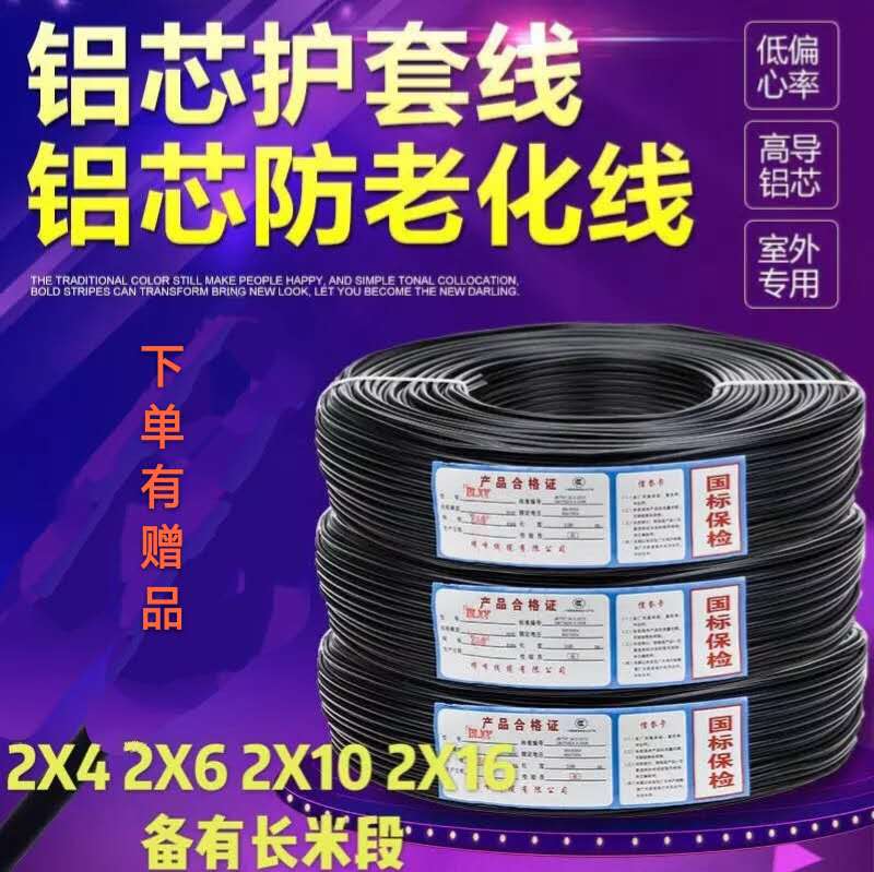 国标电缆线2芯4 6 10 16 25平方架空铝线铝芯电线家X用户外护套线