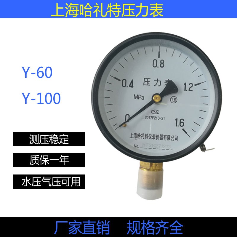 普通压力表Y100 1.6MpaM20*1.F5 空压机表水压表气压表气泵压力表