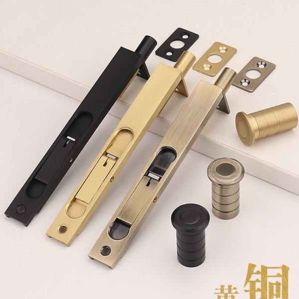 拉丝铜木门子母门暗插销大门门栓防盗门天地锁暗装黑色防尘器地插,基础建材,暗插销,淘宝优惠券,粉丝福利购,淘宝优惠卷