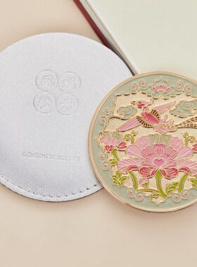 化妆镜生日礼物随身苏州博物馆镜牡丹凤戏复古礼物古风送女友手持