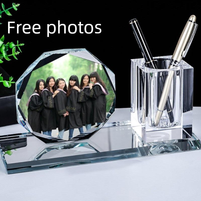 毕业纪念礼品定制水晶照片桌笔筒创意班级聚会.班主任集体