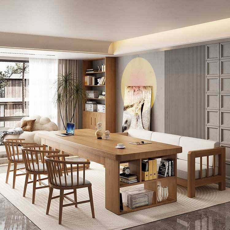 客厅实木大长桌实木书桌书柜一体带抽屉家用办公学习写字桌工作台,3C数码配件,USB灯,淘宝优惠券,粉丝福利购,淘宝优惠卷