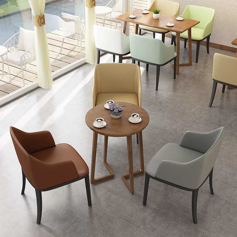 简约北欧桌椅靠背沙发奶茶店咖啡厅售楼洽谈处扶手组合商用家具