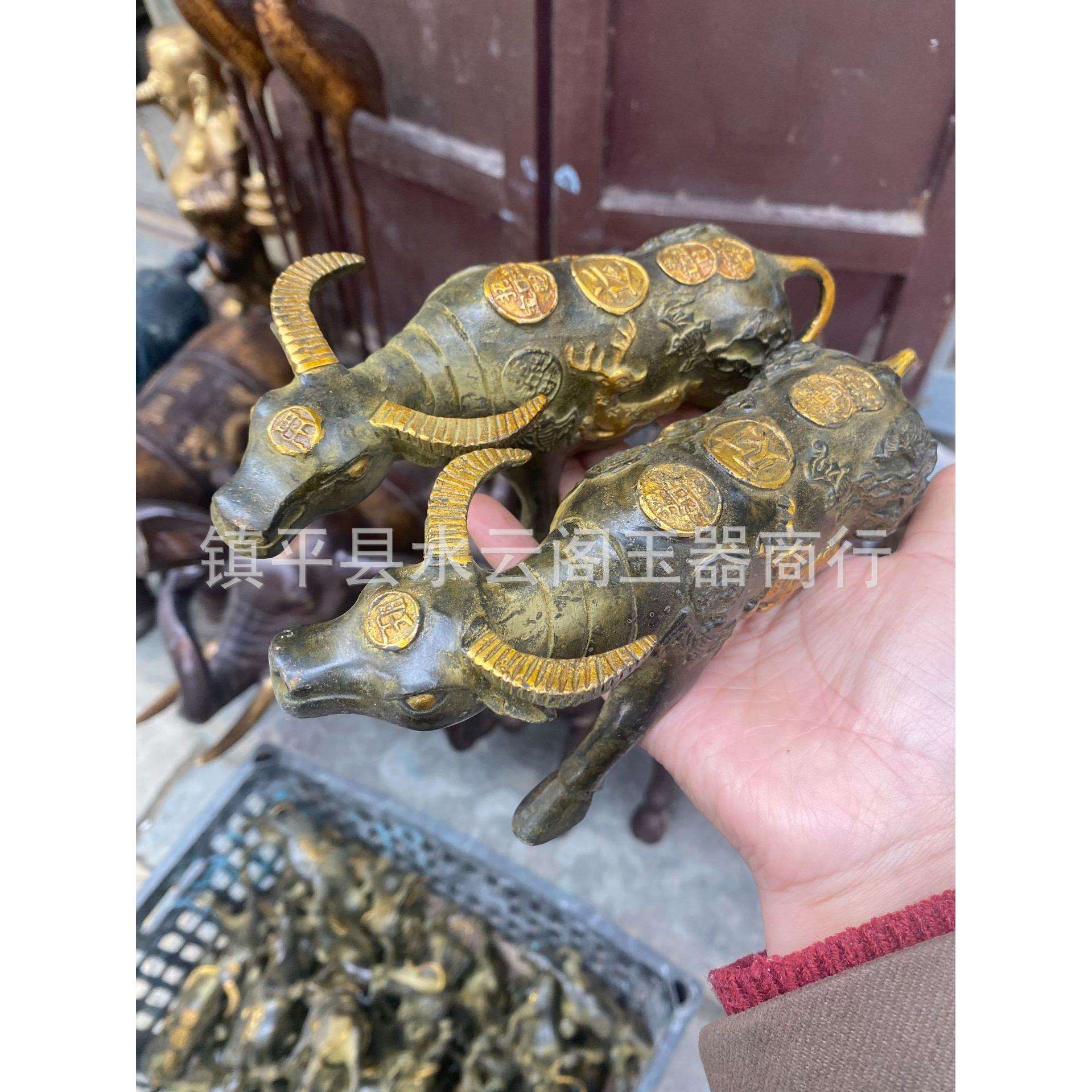 直播货源铜绿绣铜器工艺品摆件牛气冲天金牛生肖牛铜牛博古架摆件