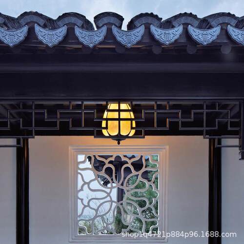 新中式户外门厅吊灯户外防水景观庭院吊灯仿云石室外别墅大门吊灯