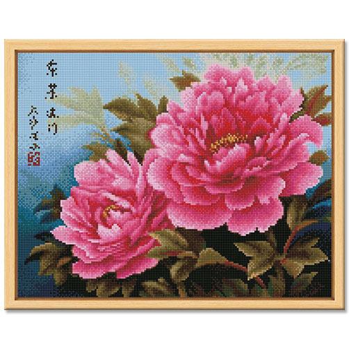 得艺钻石画亚克力满钻简约带框挂画 室内客厅花卉系列手工装饰画