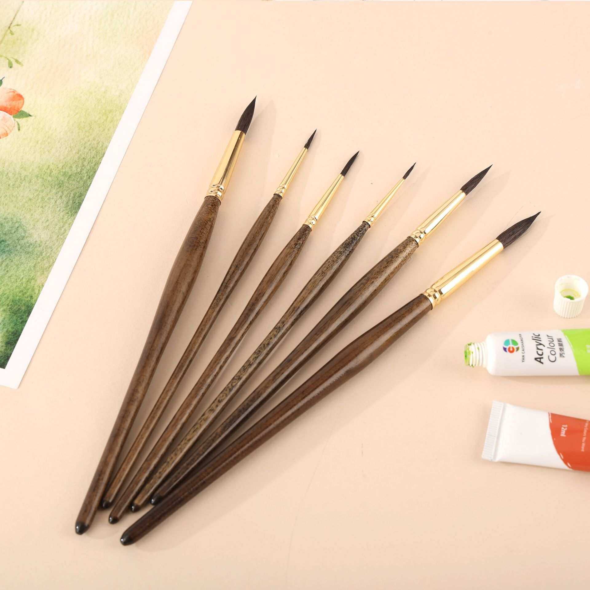 厂家水彩笔油画笔6支松鼠毛水彩画笔圆头毛笔单支水粉笔勾线笔,3C数码配件,USB灯,淘宝优惠券,粉丝福利购,淘宝优惠卷