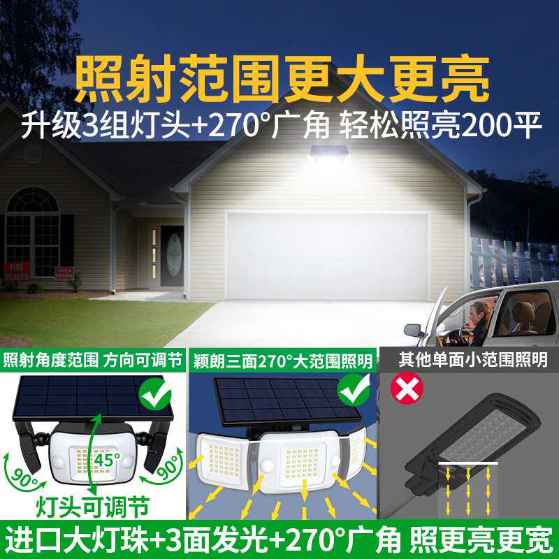 太阳能庭院灯路灯大门口农村内院子室外壁灯家用2025户外新款照明