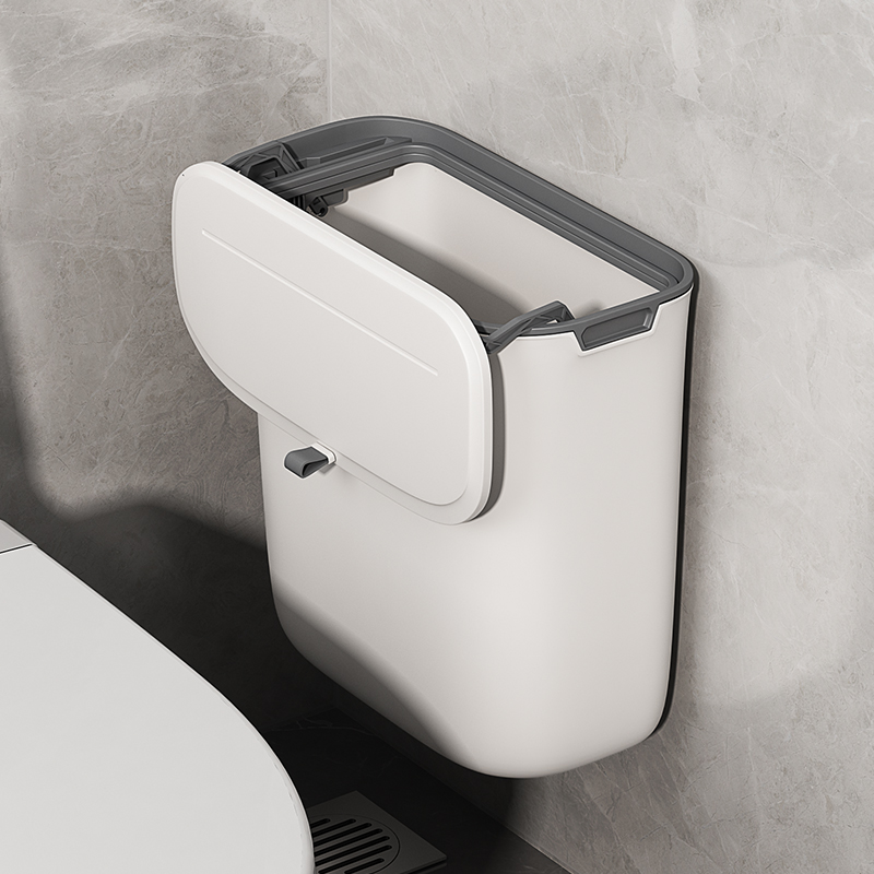 免打孔挂壁式垃圾桶卫生间厕纸防水厕所夹缝挂墙窄U小收纳桶洗手