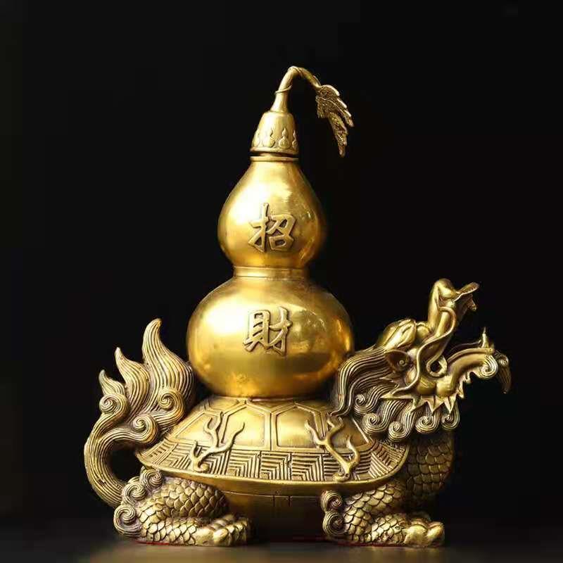全铜龙龟葫芦摆件子孙百福聚来客厅办公室店铺装饰品龙头龟背葫芦