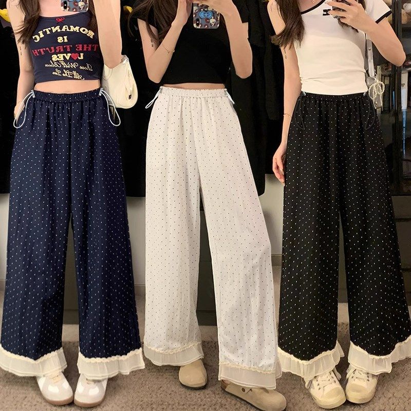 运动波点冰丝孕妇阔腿裤夏季薄款时尚新款速干花边窄版九分直筒裤,孕妇装/孕产妇用品/营养,孕妇休闲裤,淘宝优惠券,粉丝福利购,淘宝优惠卷