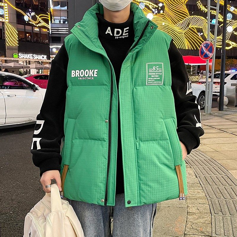 初高中学生羽绒棉马甲青少年男孩秋冬装加厚背心大童立领棉衣外套