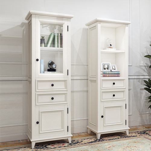 美式客厅浴室边柜窄侧柜立柜卫生间橡木实木马桶置储物柜高柜定制