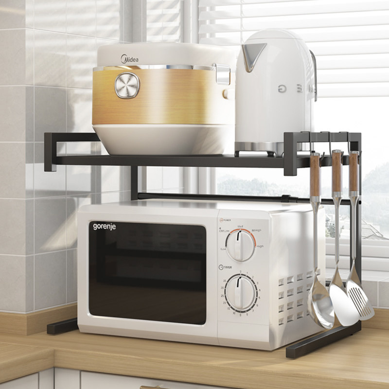 厨房置物架台面微波炉架子家用双层桌面电饭煲收纳支架橱柜可伸缩,厨房/烹饪用具,微波炉置物架,淘宝优惠券,粉丝福利购,淘宝优惠卷