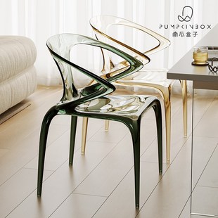 亚克力餐椅轻奢高级感家用扶手透明靠背水晶椅子网红罗奇堡AVA椅
