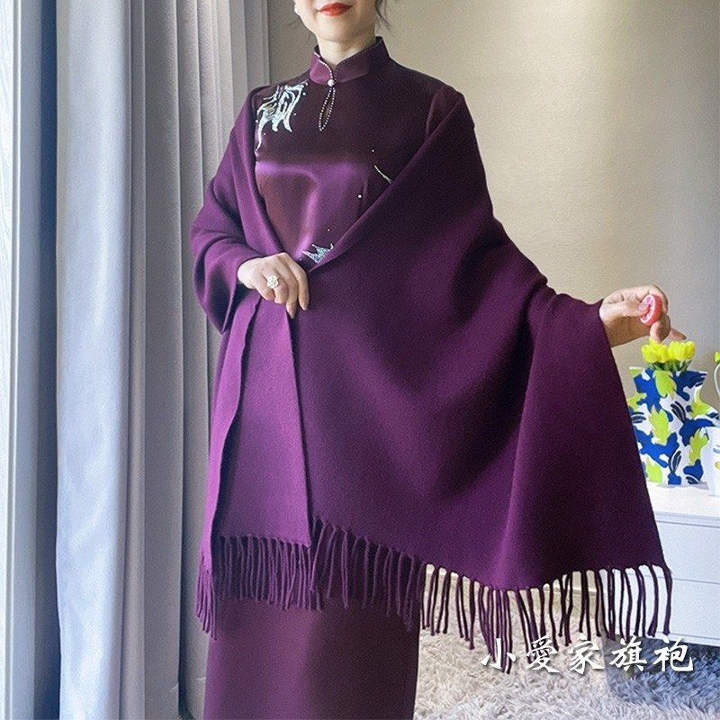 2024年冬厚款紫色披肩婚喜妈妈婚宴旗袍礼服外搭结婚斗篷中老年女,服饰配件/皮带/帽子/围巾,围巾/丝巾/披肩,淘宝优惠券,粉丝福利购,淘宝优惠卷