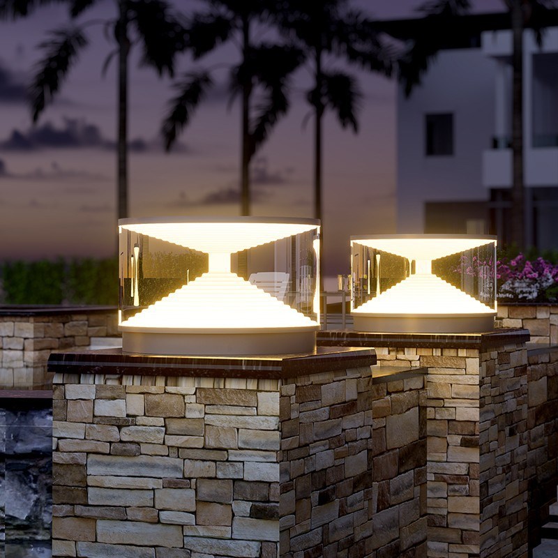 现代柱头灯e太阳能庭院灯围墙灯户外灯别墅大门口不锈钢公园景观