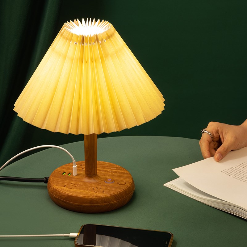 台灯卧室一体充电插排家用卧室柔光灯可调亮度简约T带线UBS插线板