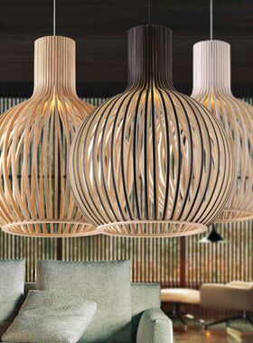 美式乡村复古木艺吊灯创意餐厅仿古餐馆灯饰榻榻米鸟笼灯具