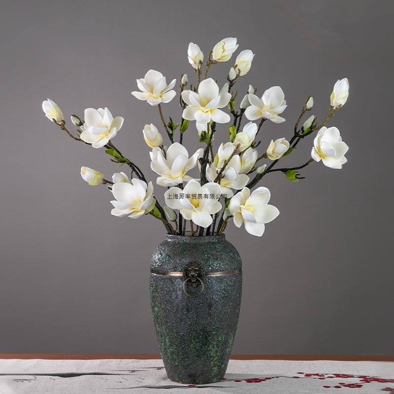 中式玉兰仿真花假花客厅摆设餐桌室内插花装饰花艺摆件绢花干花束