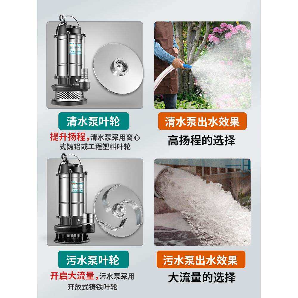 绿一潜水泵220V家用自吸高扬程抽水泵农用排污泵灌溉污水泵抽水机